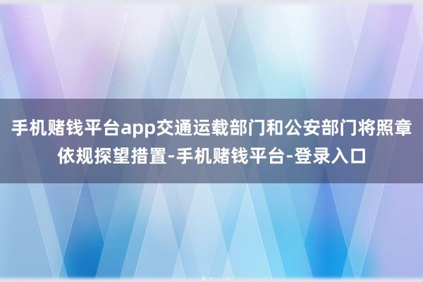 手机赌钱平台app交通运载部门和公安部门将照章依规探望措置-手机赌钱平台-登录入口