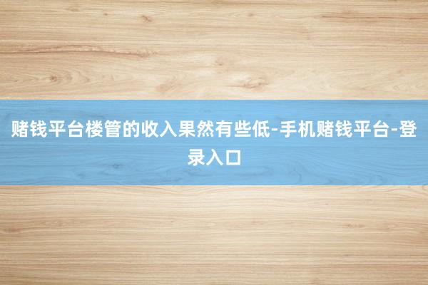 赌钱平台楼管的收入果然有些低-手机赌钱平台-登录入口