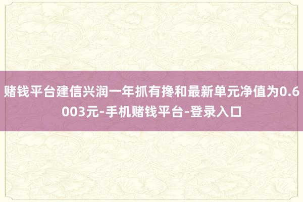 赌钱平台建信兴润一年抓有搀和最新单元净值为0.6003元-手机赌钱平台-登录入口